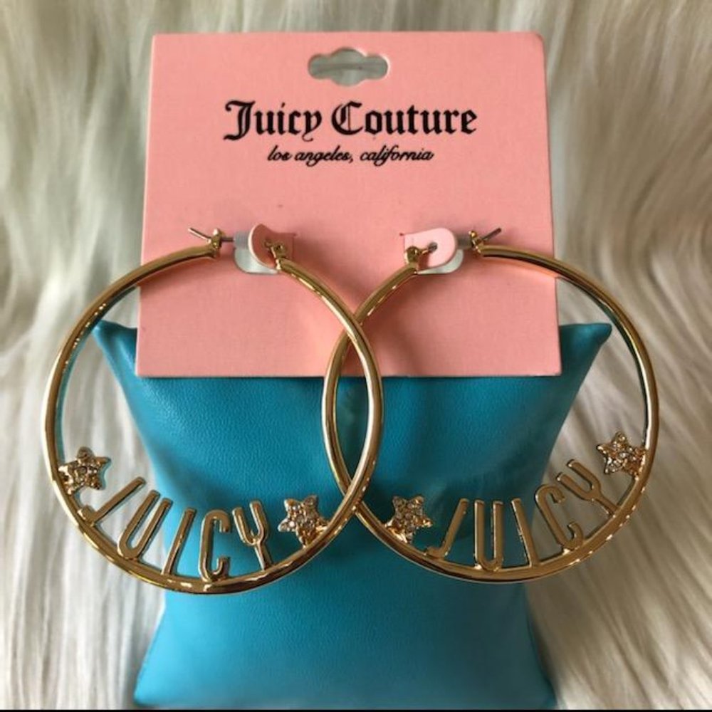 Juicy Couture Gold Tone Hoop Earrings